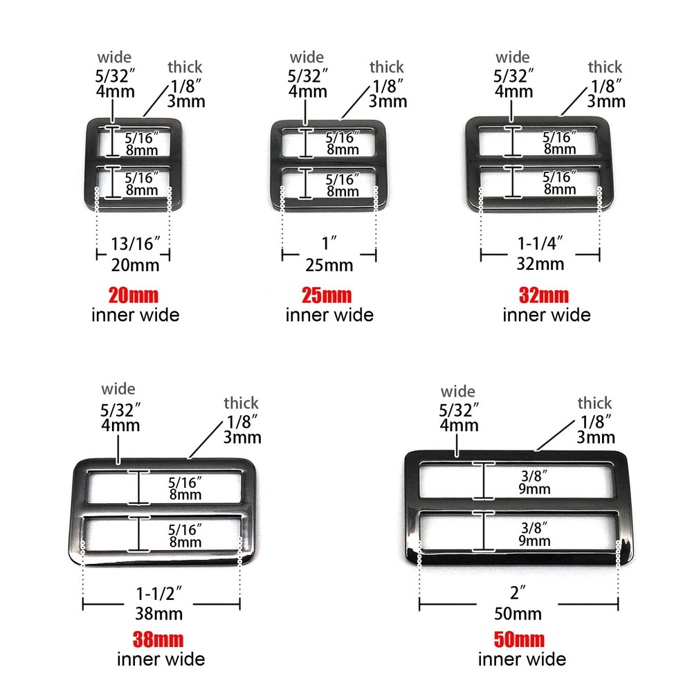 Metal Bag Strap Belt Adjust Tri-glide Pin Roller Buckle Slider Rectangle O Ring