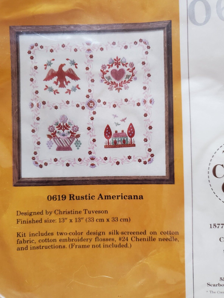 Creative Circle "Rustic Americana" Embroidery Kit Size 13" x 13"