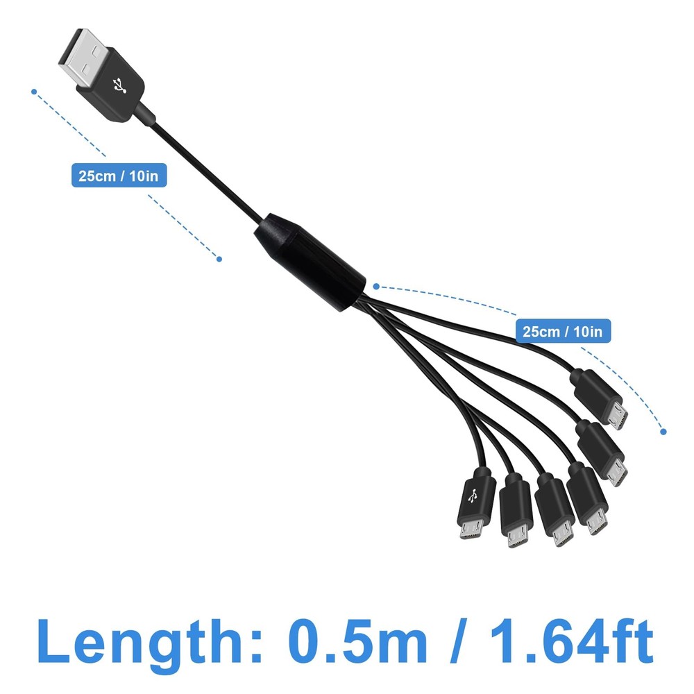 Poyiccot Micro USB Splitter Cable, Multi 6 in 1 2.0 micro usb cable 1.5ft