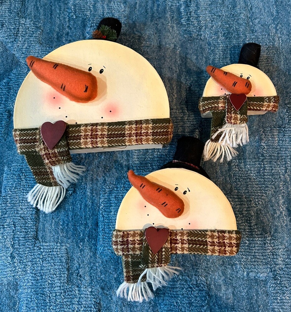 Set Of 3 Christmas Nesting Boxes With Snowman