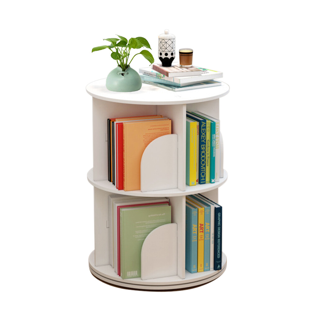 360° 2-Layer Rotating Bookshelf Bookcase,Freestanding Storage Shelf Display Rack
