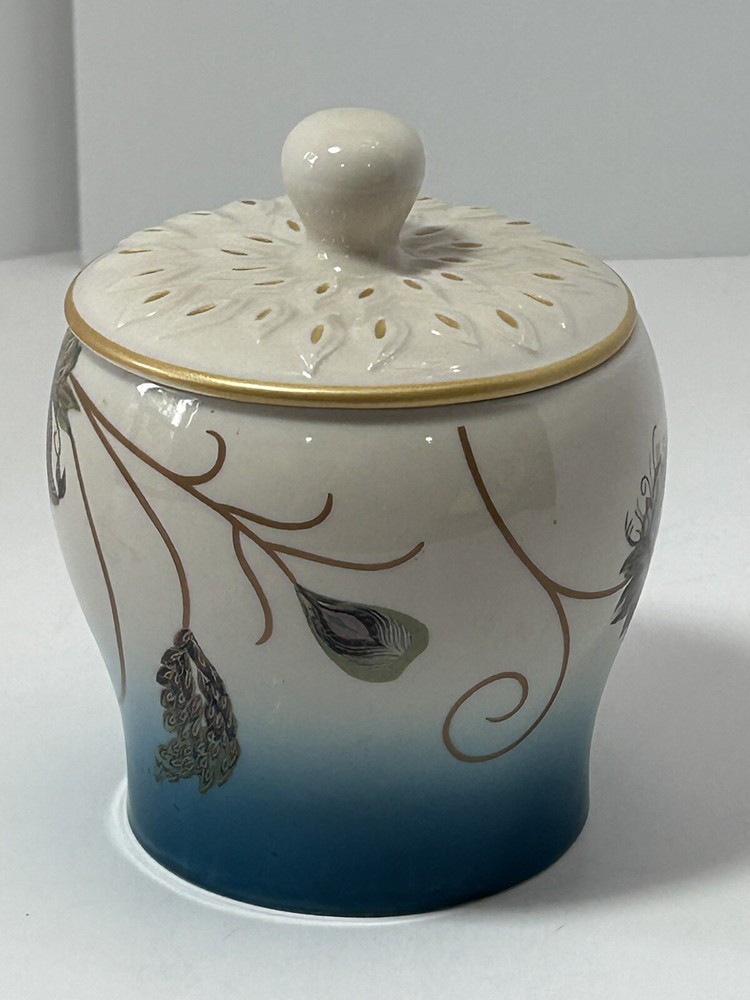 Feathered Flowers Sugar Jar With Cover