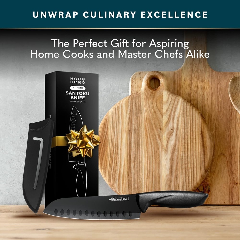 Razor-Sharp Santoku Knife & Protective Sheath - Multi-Purpose Kitchen Essential