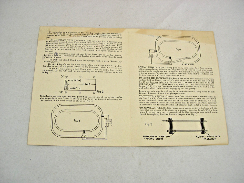 American Flyer Instruction Sheet for Transformers