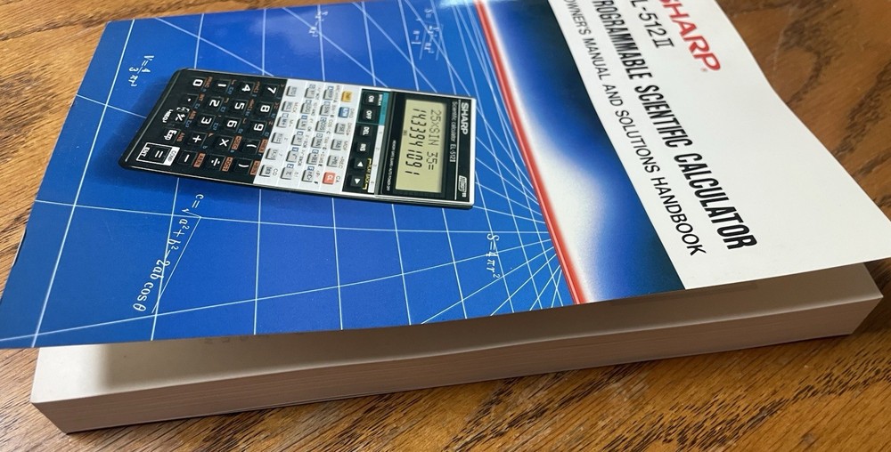 Vintage Sharp EL-512II Scientific Calculator LCD Display + Solutions Book