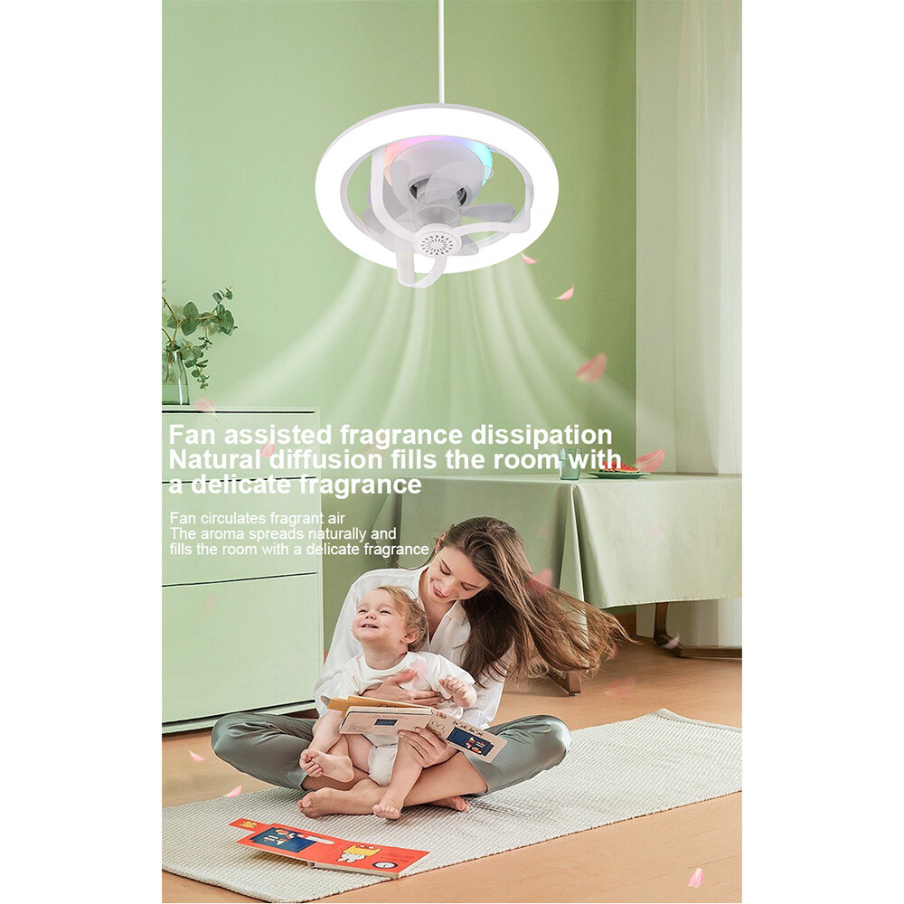 Smart Remote Control E27 LED 360° Swivel Head Modern Ceiling Fan Lights