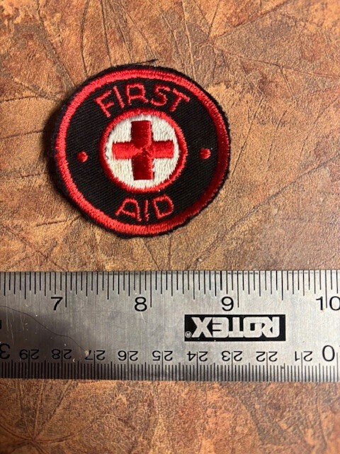 Vintage First Aid Patch Emblem Black with Red Cross