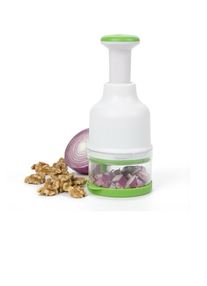 Progressive Prep Solutions Fresh Food Chopper Manual Push Function White/Green