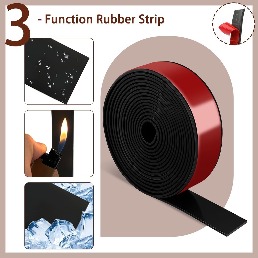 Neoprene Rubber Strips, 1" Wide X 1/8" Thick X 115" Long Adhesive Solid Rubbe...