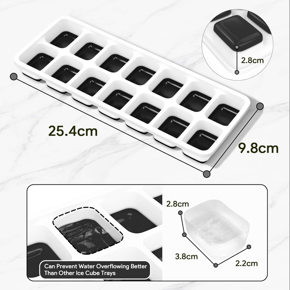 Ice Cube Trays 4 Pack, Silicone Ice Cube Trays with Removable Lid, Easy-Release