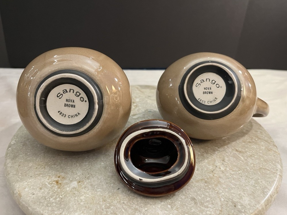 MCM Sango Nova Brown Creamer and Covered Sugar Bowl Set