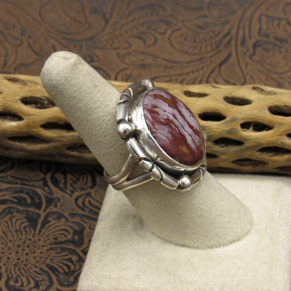 *Sterling Silver Red Ocean Jasper Ring by Jose Campos Size 7.75