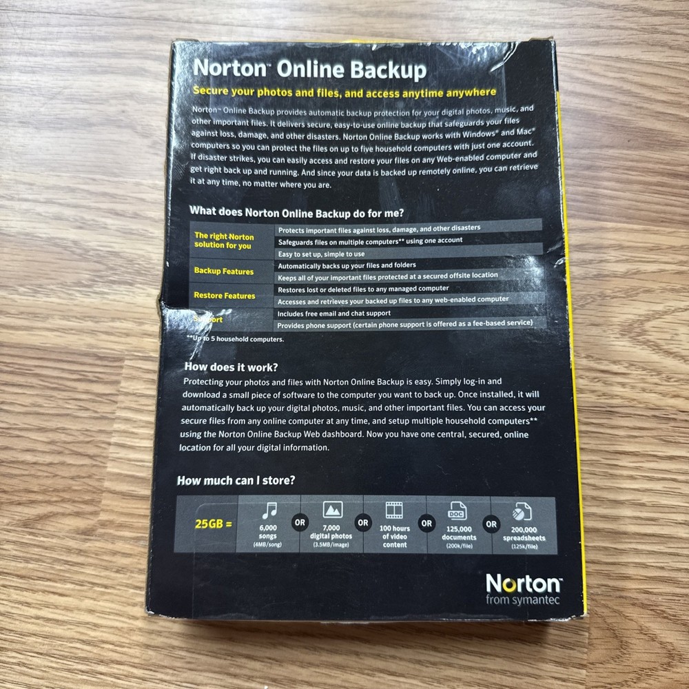 Norton Online Backup 2.0 For Multiple Computers, 25GB