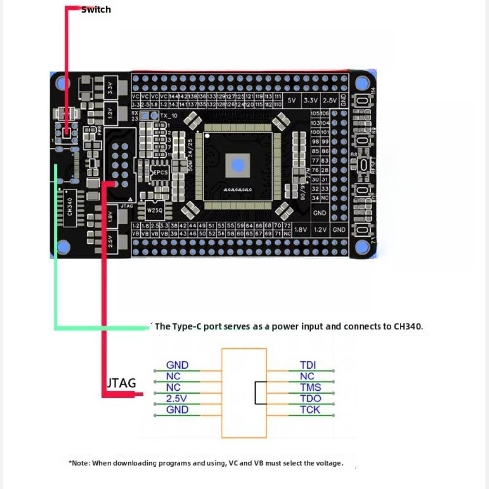 Digital Design FPGA Board EP4CE6E22C8N with Adjustable Voltage Settings