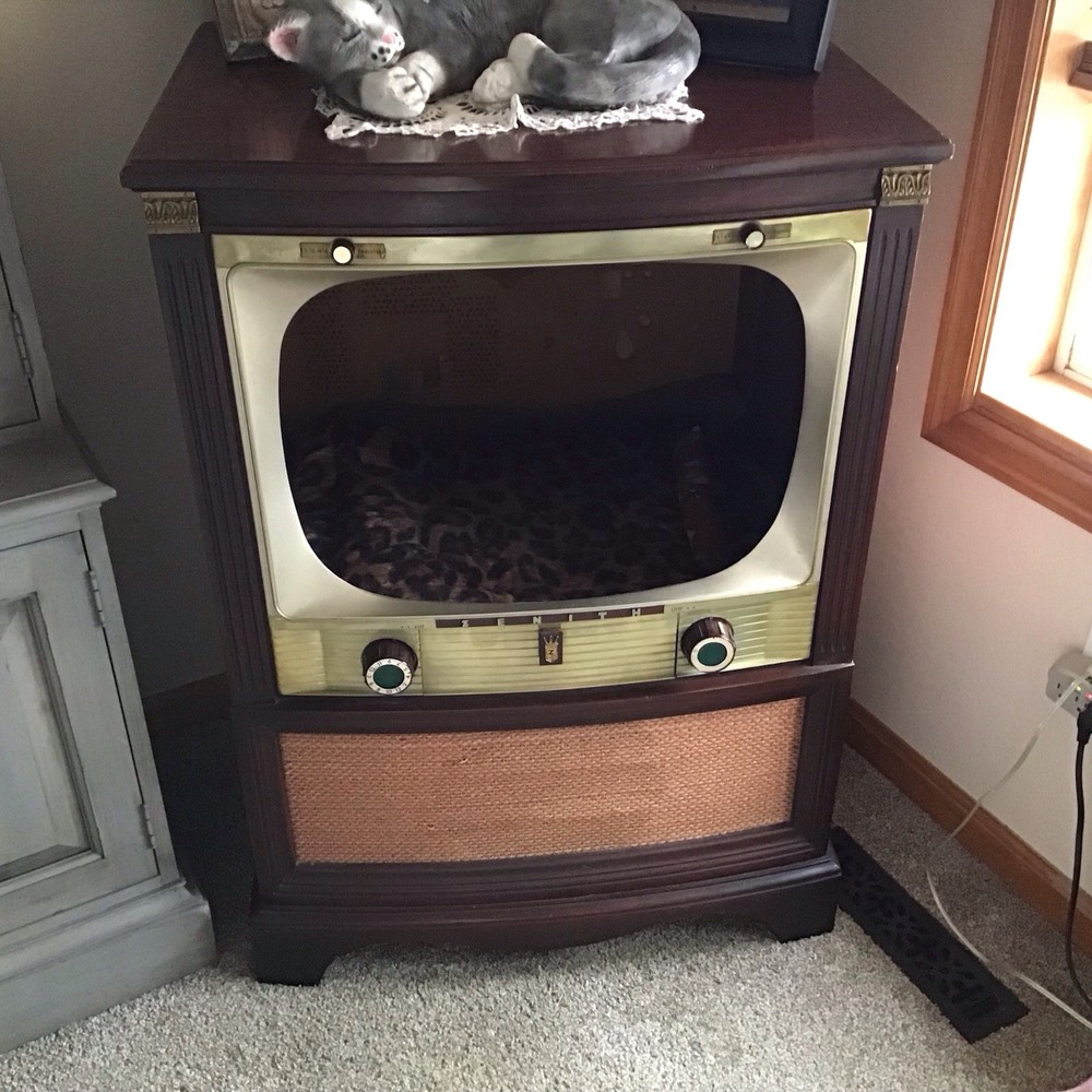 1954 Zenith Console Television TV Replacement Curved Front Glass Panel