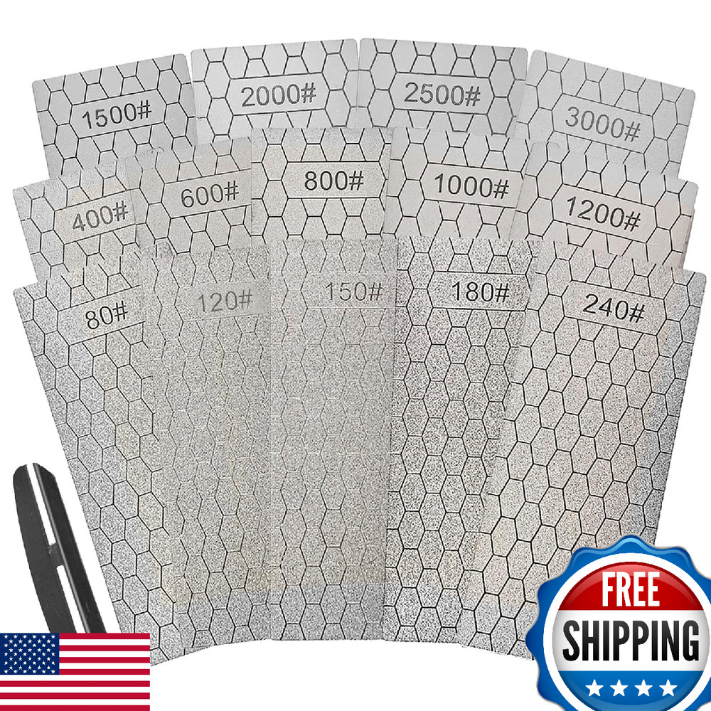 Diamond Sharpening Stone Set 14 Pcs Lapping Plate Coarse/Medium/Fine Grits