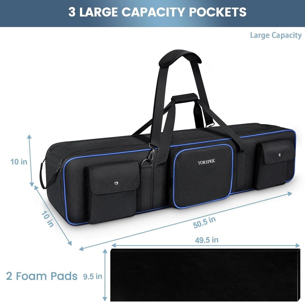 Durable 50.5" Lightweight Tripod Bag with Adjustable Strap & Stability Bumpers