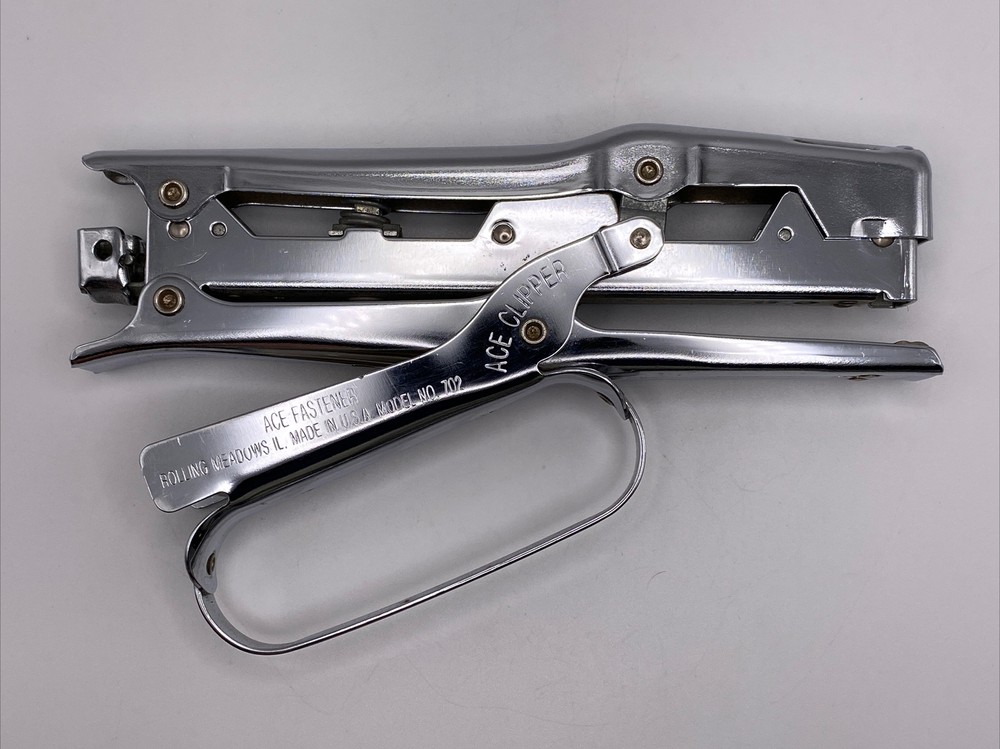 Ace Clipper Model 702 Handheld Stapler Staple Gun Made in USA Clean EUC
