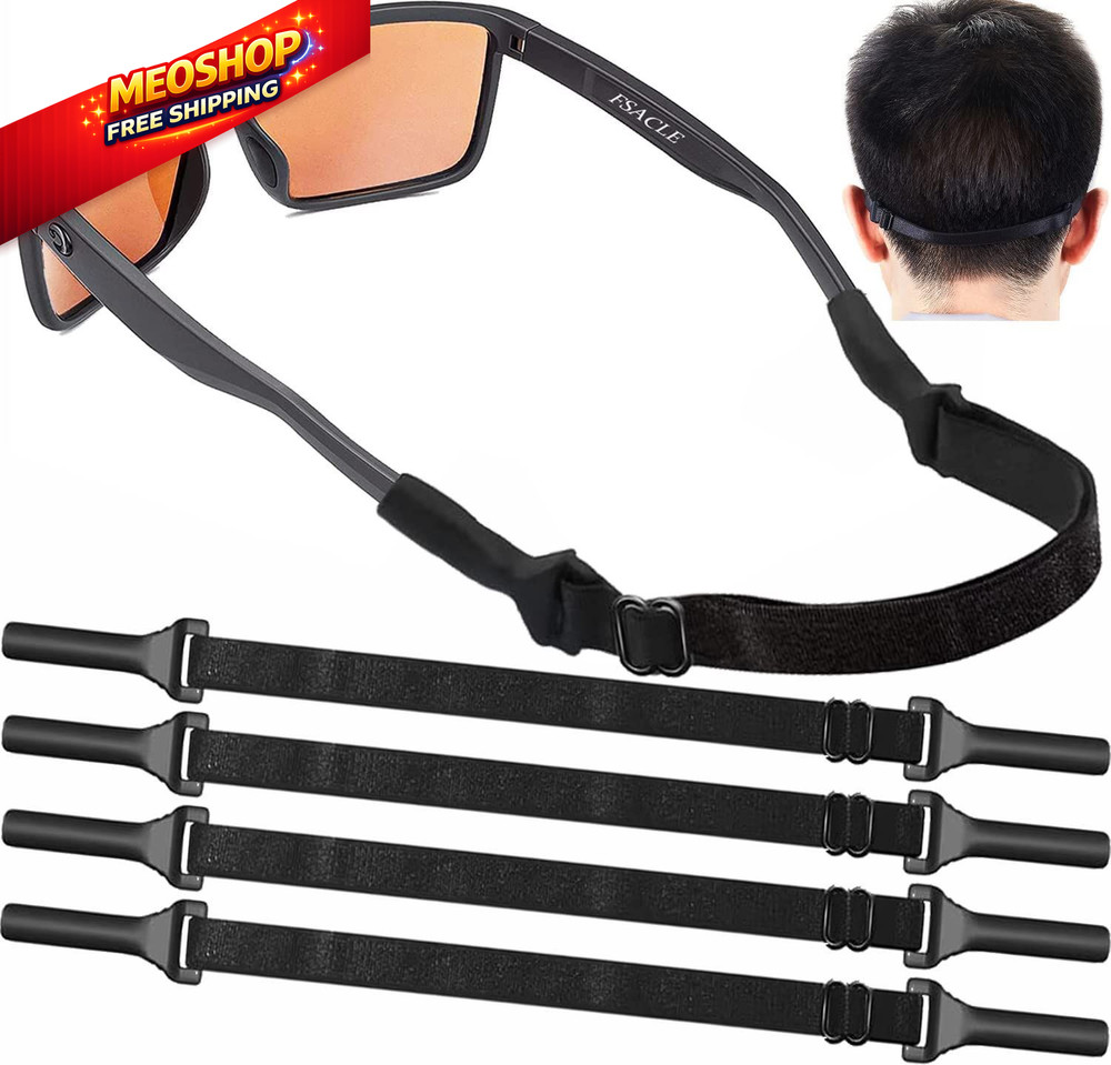 KSACLE Adjustable Glasses Strap - Upgrade 4 Pack No Tail 14 inch, Black
