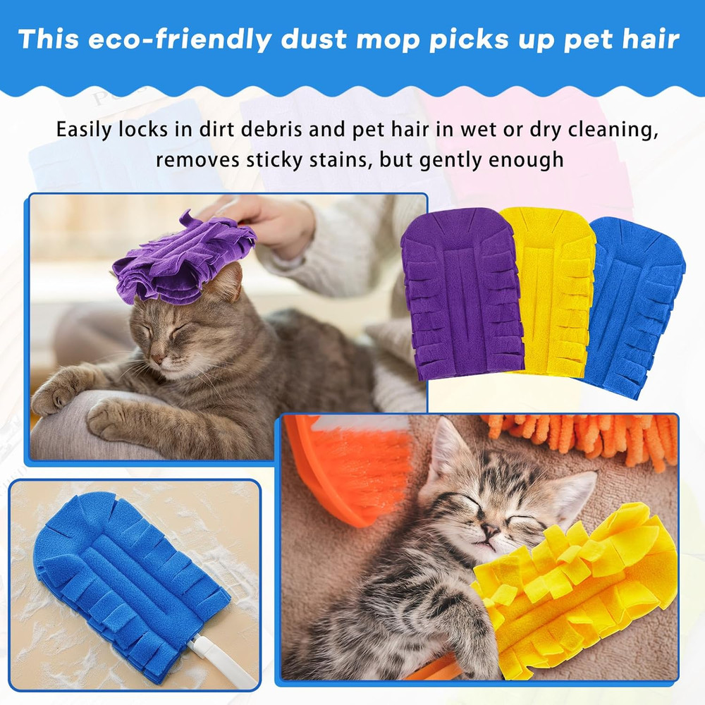 3 Pcs Duster Refill Reusable Fleece Duster Refills Feather Flat Dusters Multi