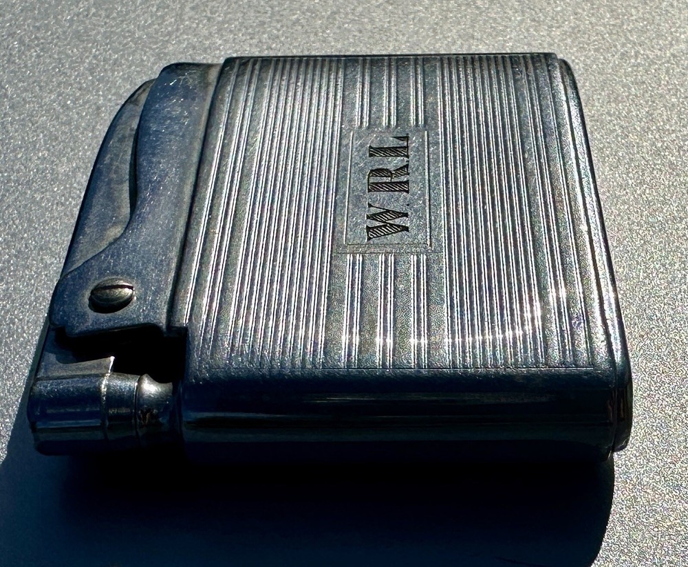 Vintage Ronson Lighter Chrome Striped Adonis W/Initials W.R.L. Cigarette
