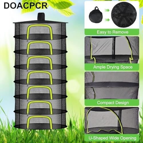 7 Layer Herb Drying Rack, Herb Drying Rack Hanging Mesh, Foldable Bud Drying