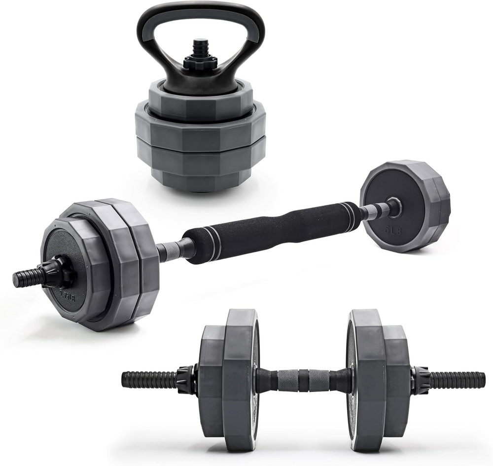 Multi-Use Adjustable Weight Set - Versatile Dumbbell, Barbell & Kettlebell for F