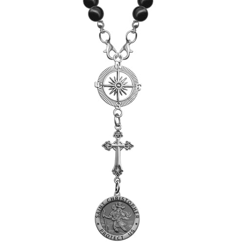 St Christopher Car Rearview Mirror Decor Medal, Cross Hanging St Christopher 01