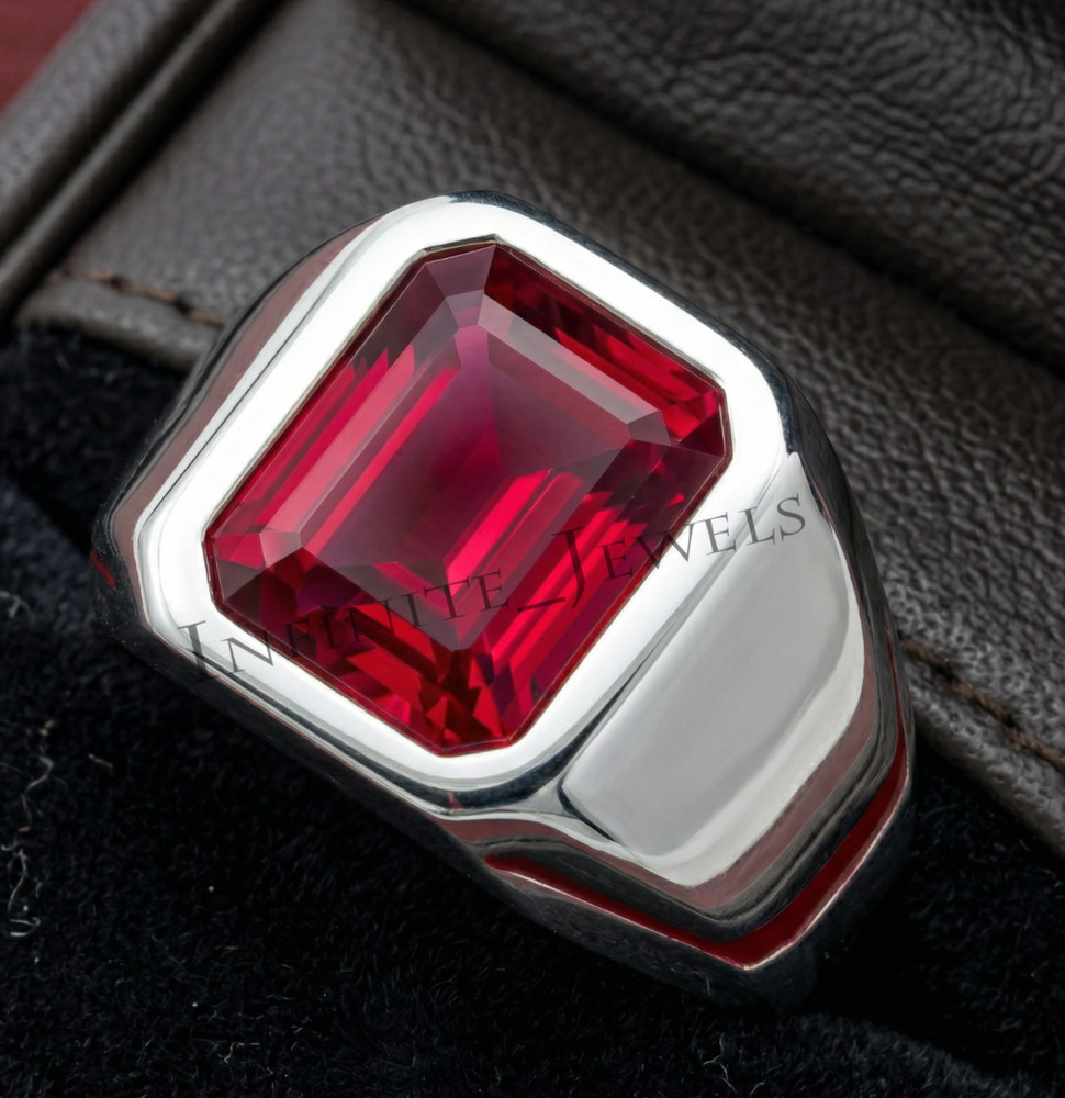 Natural Ruby Ring Men's 925 Sterling Silver Ring Handmade Engagement Man's Ring