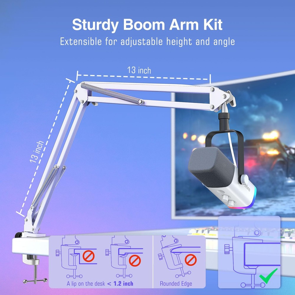 Gaming XLR/USB Microphone Kit Streaming Dynamic Mic Set for PC Computer Mic for