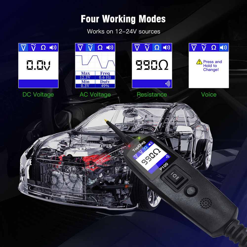 12V 24V Car Electrical Circuit Tester Power Probe 2 Meter AVO Diagnostic Tools
