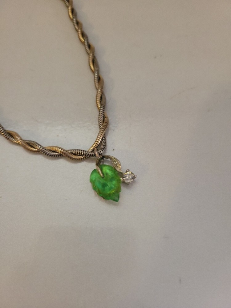 Vintage Lucite Leaf 2 Tone Twisted Necklace