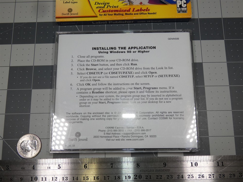 COSMI Label Publisher with Wizards PC CD ROM Windows Software