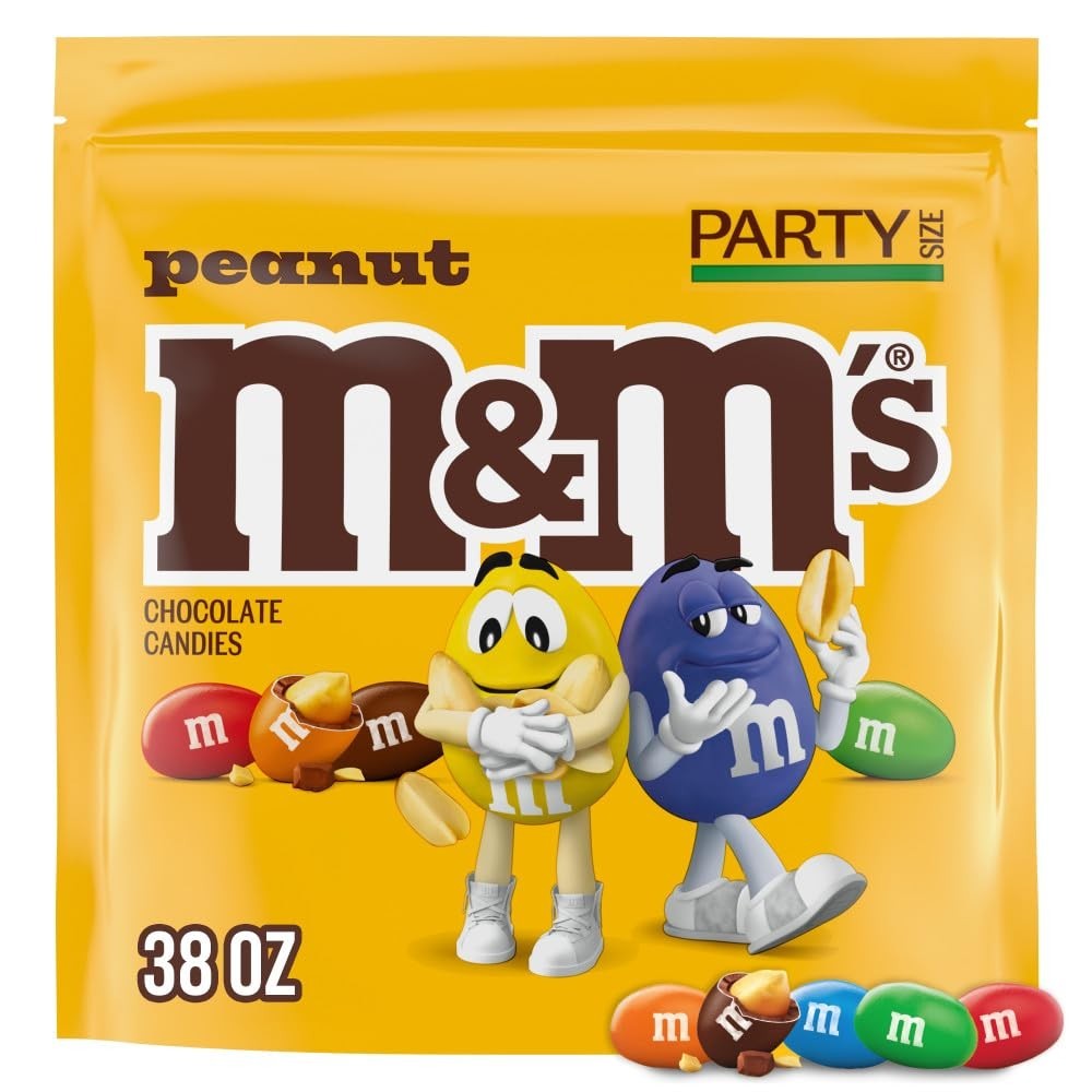 M&M'S Peanut Milk Chocolate Candy Bulk Pack, Party Size, 38 oz Bag