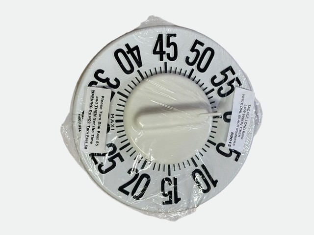 Maxi-Aids Low Vision 60-Minute Kitchen Timer White Dial Black Numbers Loud Ring