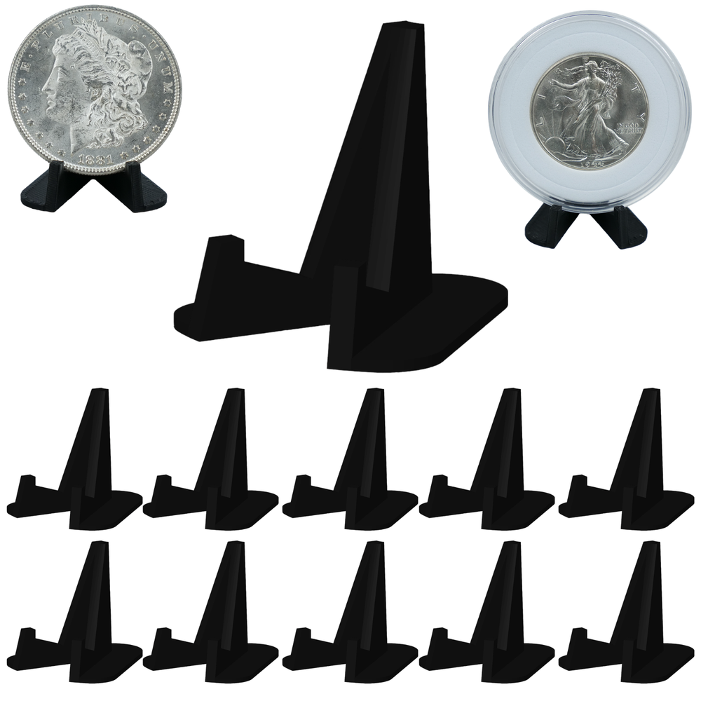 (10) Coin Holder Display Stand Challenge Capsule Storage Box Case Easel Plastic