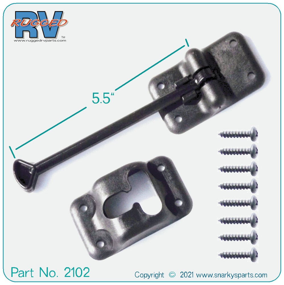 TRAILER, RV  5.5" BLACK DOOR HOLDER WITH SCREWS. RUGGED RV PARTS NO. 2102