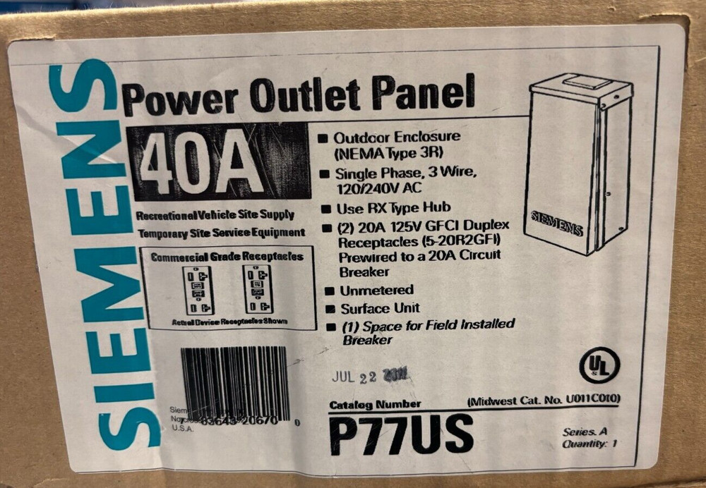 SIEMENS POWER OUTLET PANEL P77US