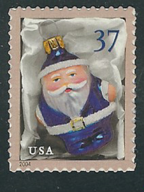 Scott #3885...37 Cent...Santa...Blue...2 Stamps