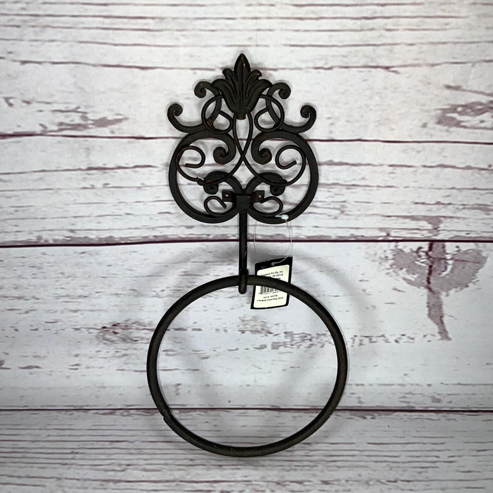 Metal Towel Ring Black 7"W Creative Co-op
