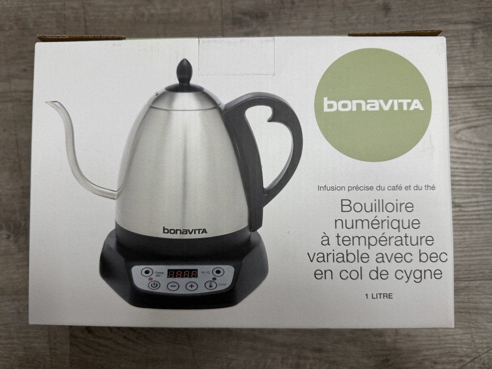 Bonavita 1L Digital Variable Temperature Gooseneck Electric Kettle for Coffee Br