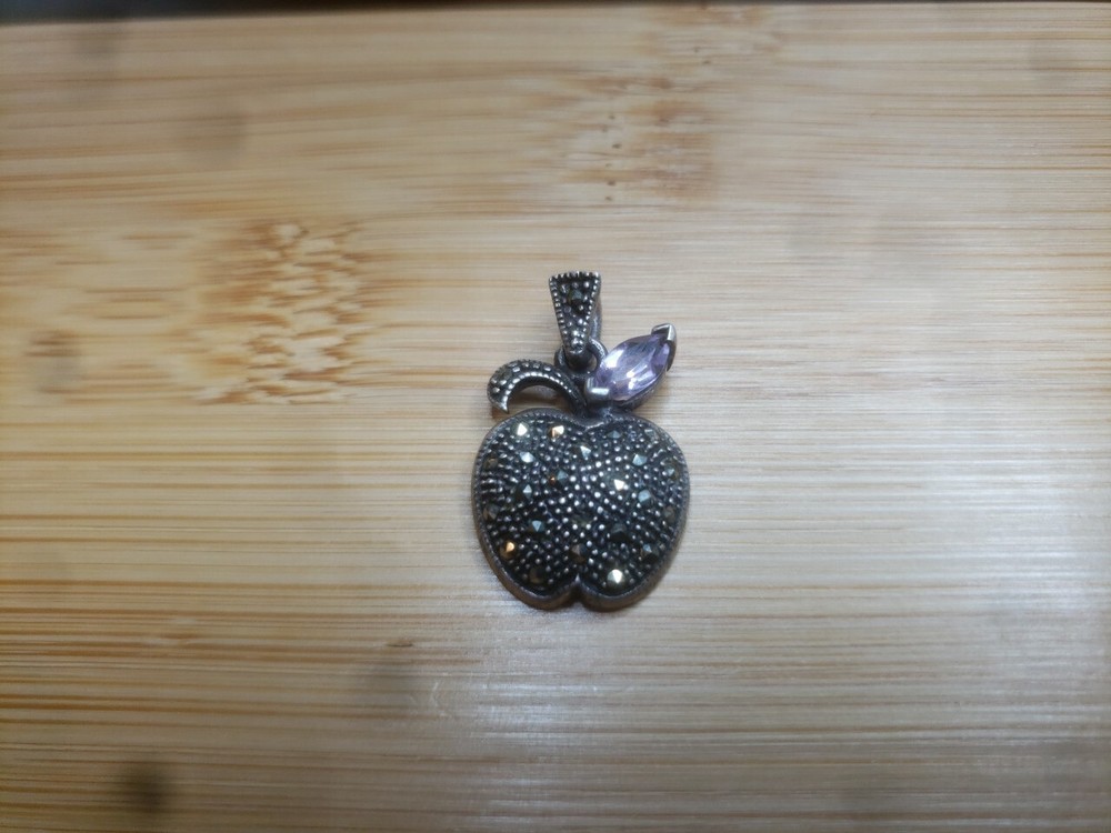 Sterling Marcasite Apple Pendant - Beautiful