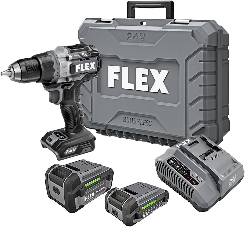 Flex (FX1171T-2B) 24V Brushless 1/2" 2-Speed Drill Driver Kit with Turbo Mode