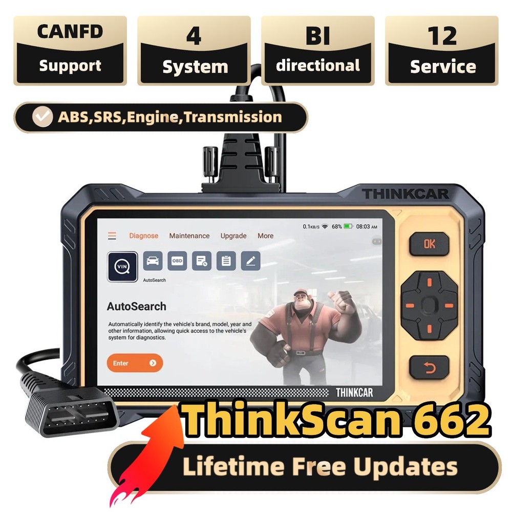 ThinkScan 662 Car OBD2 Diagnostic Scan Tool Auto Scanner 4 System 12 Service US
