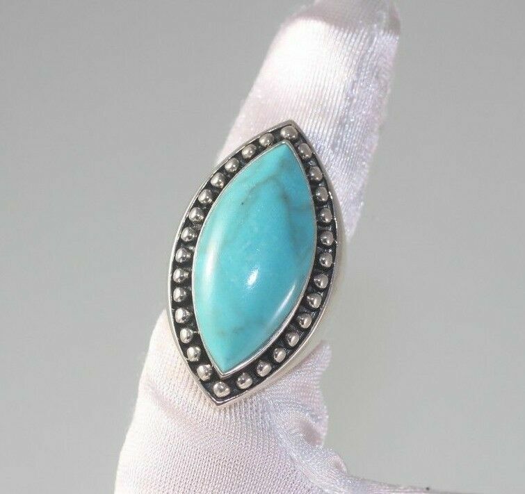 Statement 925 turquoise ring size 6 dot caviar sf