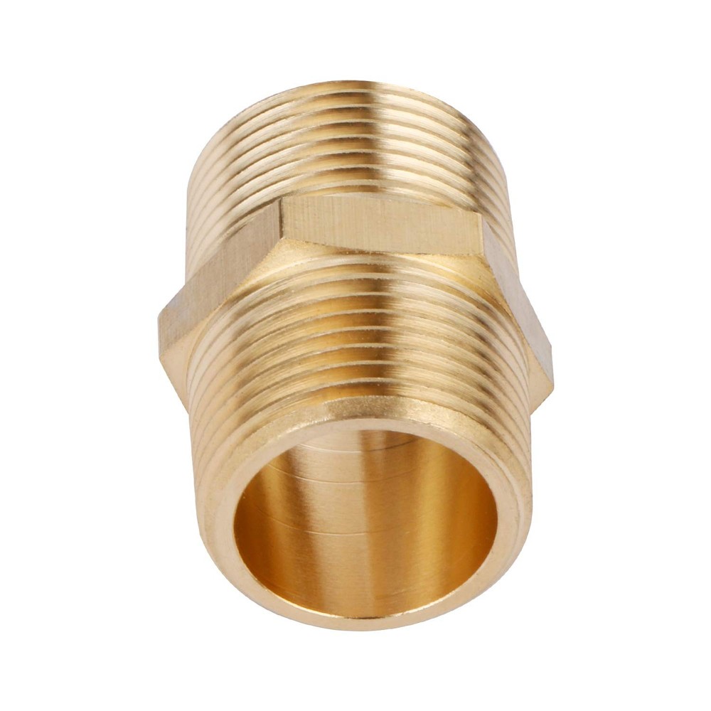 U.S. Solid Brass Pipe Fitting, Hex Nipple, 3/4"-3/4" NPT Male, 1 pc,