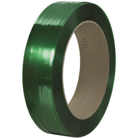 1/2" x 9000' 16 x 6" Core Polyester Strapping, Green