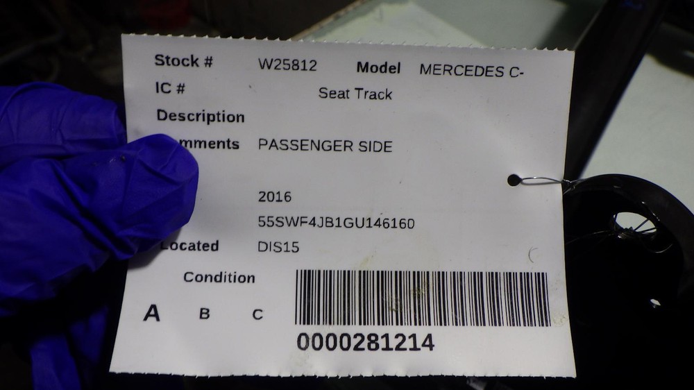 MERCEDES C-CLASS Seat Track PASSENGER 2016