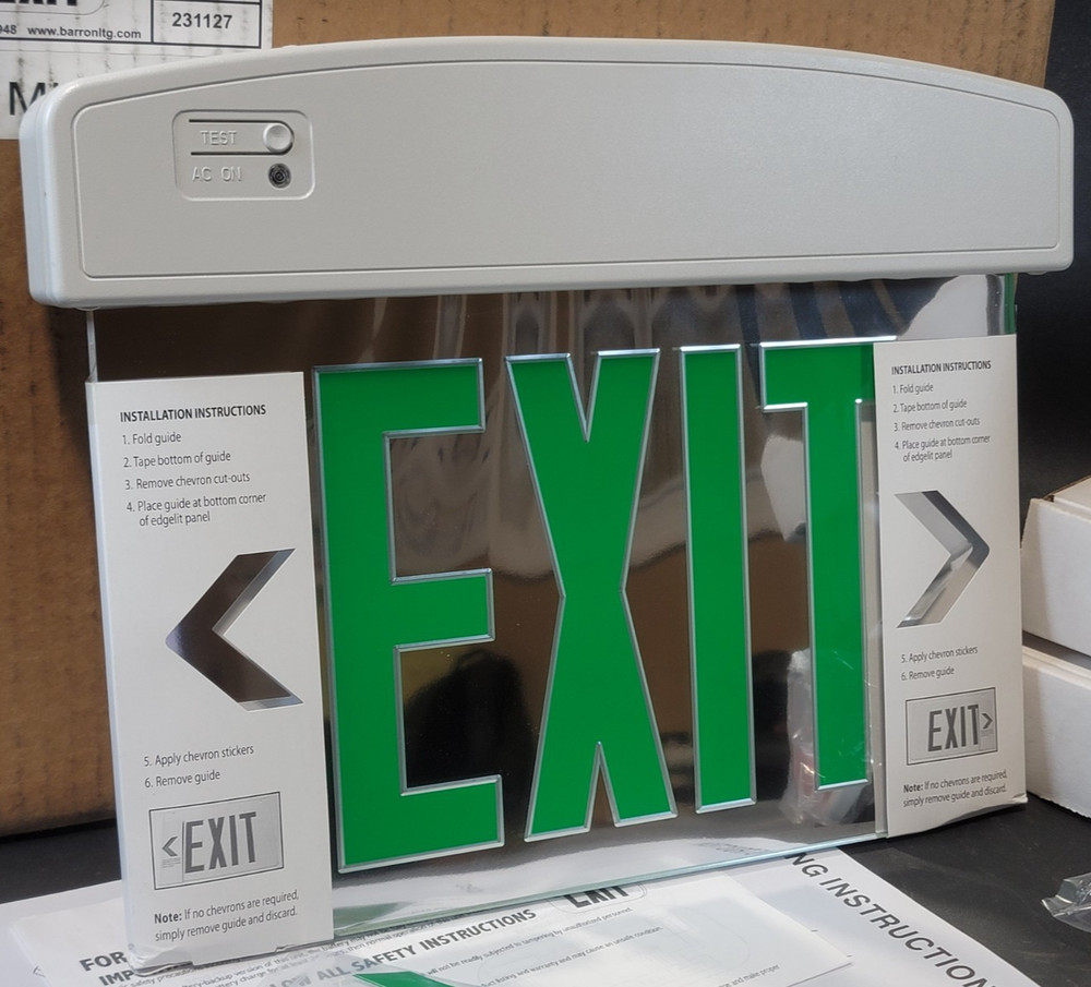 4 Exitronix Emergency Lighting Barron LED Thermoplastic Edgelit Exit Sign