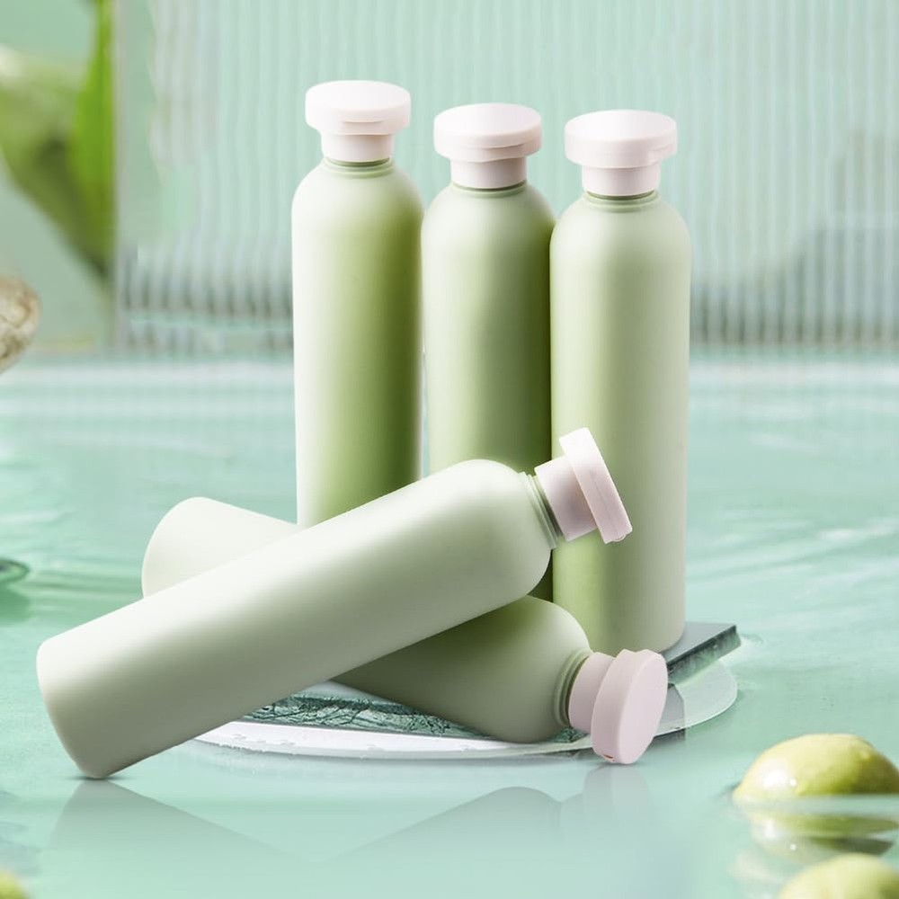 5Pack Refillable Bottle Green Plastic Empty Squeeze Bottles, 260ml Leak Proof...